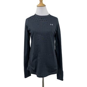 Under Armour Shirt Womens M Medium Grey Micro Fleece Long Sleeve Fitted ColdGear